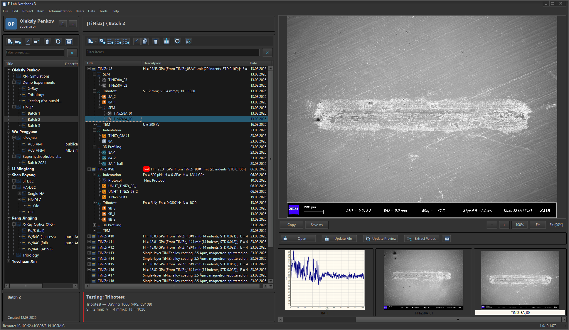 E-LabNotebook 3 interface